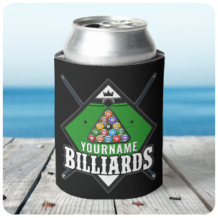 Personalised Billiards NAME Cue Rack Pool Room Can Cooler