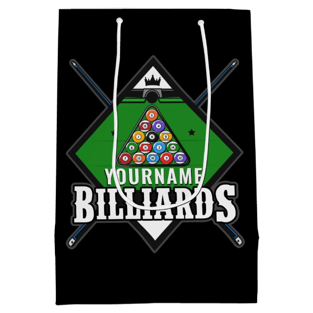 Personalised Billiards NAME Cue Rack Pool Room   Medium Gift Bag (Back)