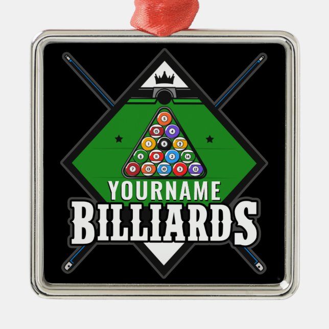 Personalised Billiards NAME Cue Rack Pool Room  Metal Tree Decoration (Front)