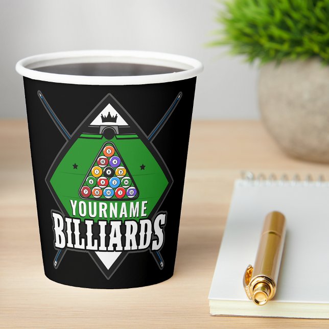 Personalised Billiards NAME Cue Rack Pool Room   Paper Cups (Creator Uploaded)