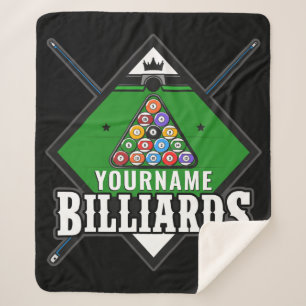 Personalised Billiards NAME Cue Rack Pool Room   Sherpa Blanket