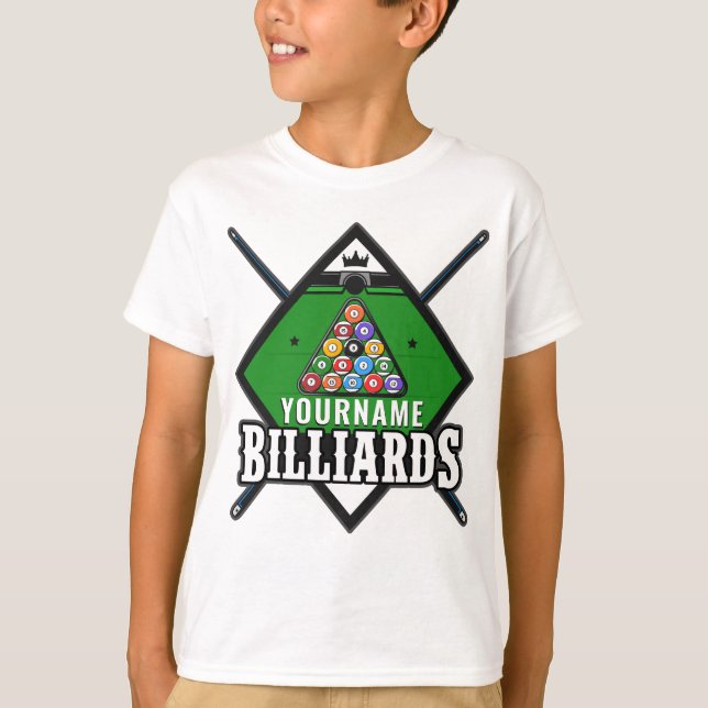 Personalised Billiards NAME Cue Rack Pool Room  T-Shirt (Front)