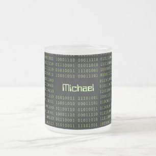 Personalised Binary Code Computer Speak  Frosted Glass Coffee Mug