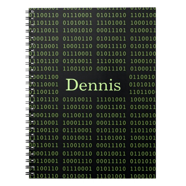 Personalised Binary Code Spiral Notebook (Front)