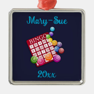 Personalised Bingo Card Metal Tree Decoration