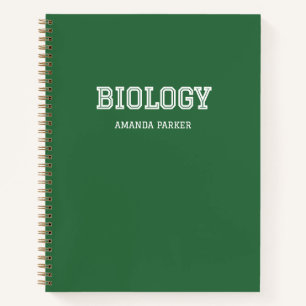 Personalised Biology School Calendar Forest Green Notebook