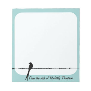 Personalised Bird On Barbed Wire Notepad