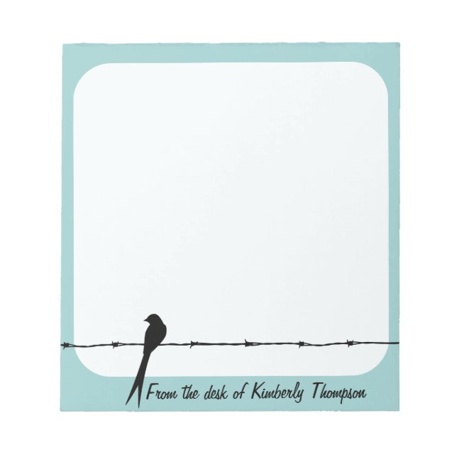 Personalised Bird On Barbed Wire Notepad (Front)