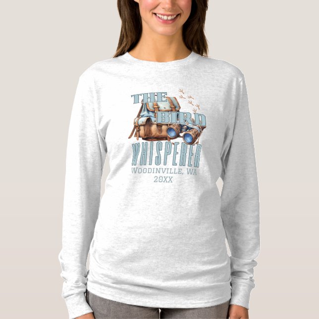 Personalised Bird Watching Location Date Name T-Shirt (Front)