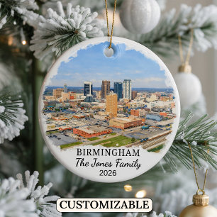 Personalised Birmingham Ornament, Custom Alabama Ceramic Tree Decoration