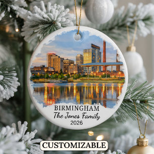 Personalised Birmingham Ornament, Custom Alabama Ceramic Tree Decoration