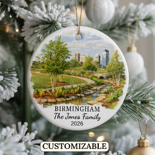 Personalised Birmingham Ornament, Custom Alabama Ceramic Tree Decoration