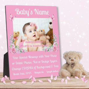 Personalised Birth Announcement Plaque, Baby Photo Plaque