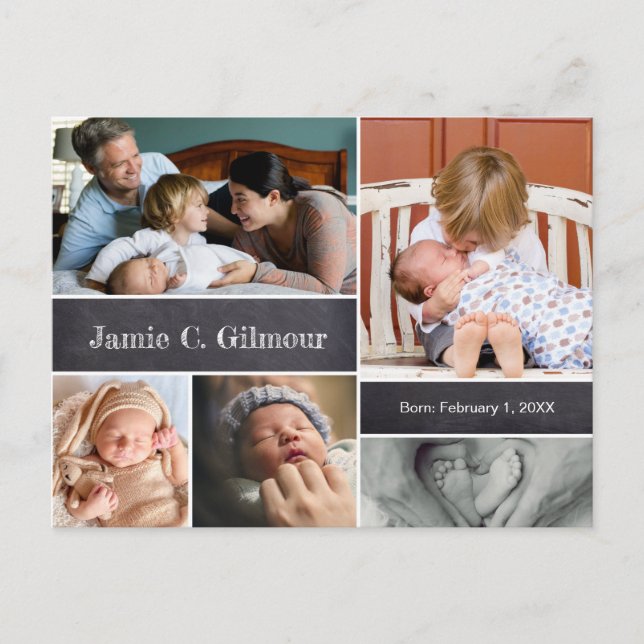 Personalised birth announcement Second baby Photos Postcard (Front)