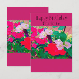 Personalised Birth-Day Red Hibiscus Watercolor Card