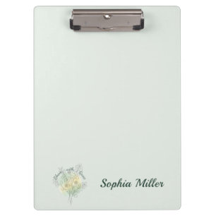 Personalised Birth Flower Custom Name Floral Clipboard