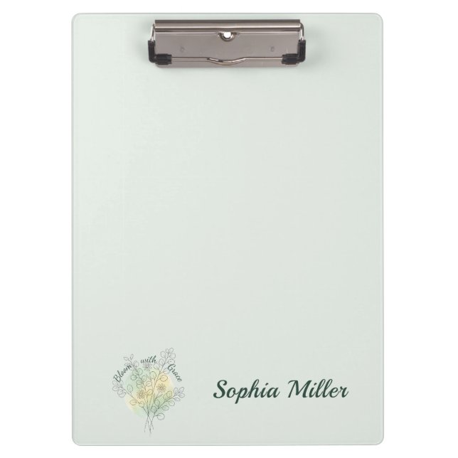 Personalised Birth Flower Custom Name Floral Clipboard (Front)