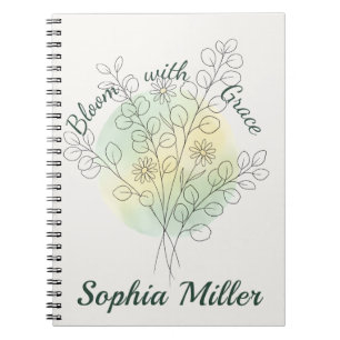 Personalised Birth Flower Custom Name Floral Notebook