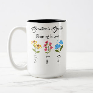 Personalised Birth Flower Gift, Grandma's Garden  Two-Tone Coffee Mug