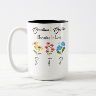 Personalised Birth Flower Gift, Grandma's Garden  Two-Tone Coffee Mug