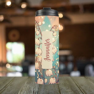 Personalised Birth Flower Lily of the Valley May  Thermal Tumbler