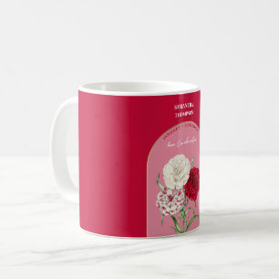 Personalised Birth Flower Month January Carnation  Coffee Mug