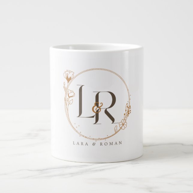 Personalised Birth Flower Tumbler With Name Large Coffee Mug (Front)