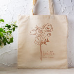 Personalised Birth Month Flower August Boho Rust Tote Bag<br><div class="desc">A beautiful modern botanical bouquet of poppies in a terra cotta rust colour represents August's birth month. The ideal gift to show your favourite person how much you care. Perfect for all occasions including, birthdays, best friends, Mother's Day, bridesmaid gift, maid of honour, new mum, and so much more! Easily...</div>