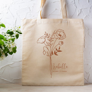 Personalised Birth Month Flower August Boho Rust Tote Bag