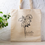 Personalised Birth Month Flower August Boho Tote Bag<br><div class="desc">A beautiful modern botanical bouquet of poppies represents August's birth month.  The ideal gift to show your favourite person how much you care. Perfect for all occasions including,  birthdays,  best friends,  Mother's Day,  bridesmaid gift,  maid of honour,  new mum,  and so much more!  Easily Personalised with your name choice.</div>