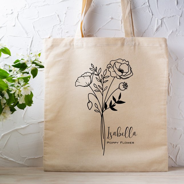 Personalised Birth Month Flower August Boho Tote Bag (Creator Uploaded)