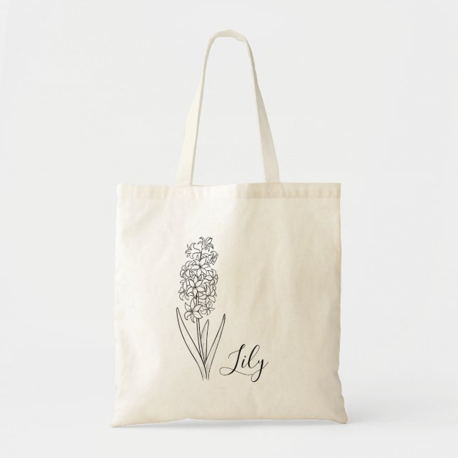 Personalised Birth Month Flower Custom Name  Tote Bag (Front)