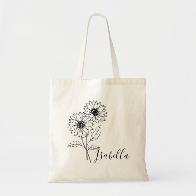Personalised Birth Month Flower Custom Name  Tote Bag (Front)