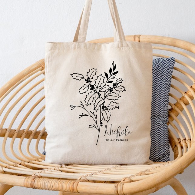 Personalised Birth Month Flower December Boho  Tote Bag (Creator Uploaded)