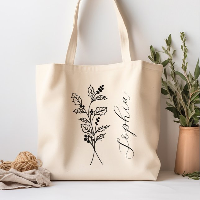 Personalised Birth Month Flower December Tote Bag (Creator Uploaded)