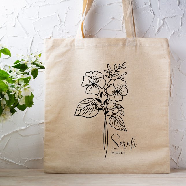 Personalised Birth Month Flower February Boho Tote Bag (Creator Uploaded)