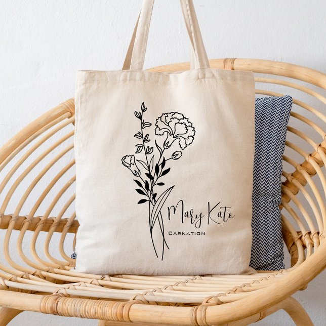 Personalised Birth Month Flower January Boho Tote Bag (Creator Uploaded)