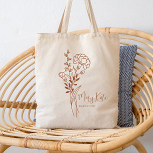 Personalised Birth Month Flower January Botanical Tote Bag