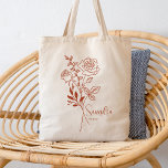 Personalised Birth Month Flower June Boho Tote Bag<br><div class="desc">A beautiful modern botanical bouquet of roses represents June's birth month.  The ideal gift to show your favourite person how much you care. Perfect for all occasions including,  birthdays,  best friends,  Mother's Day,  bridesmaid gift,  maid of honour,  new mum,  and so much more!  Easily Personalised with your name choice.</div>
