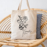 Personalised Birth Month Flower June Botanical Tote Bag<br><div class="desc">A beautiful modern botanical bouquet of roses represents June's birth month.  The ideal gift to show your favourite person how much you care. Perfect for all occasions including,  birthdays,  best friends,  Mother's Day,  bridesmaid gift,  maid of honour,  new mum,  and so much more!  Easily Personalised with your name choice.</div>