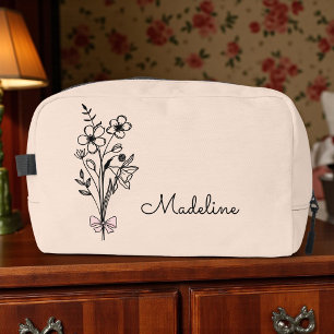 Personalised Birth Month Flower Light Peach Dopp Kit