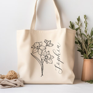 Personalised Birth Month Flower March Tote Bag