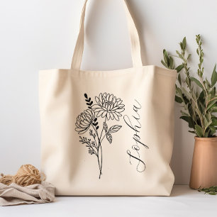 Personalised Birth Month Flower November Tote Bag