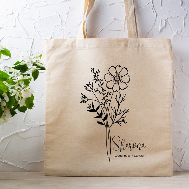 Personalised Birth Month Flower October Boho  Tote Bag (Creator Uploaded)