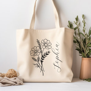 Personalised Birth Month Flower October Tote Bag