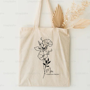 Personalised Birth Month Flower September Boho  Tote Bag