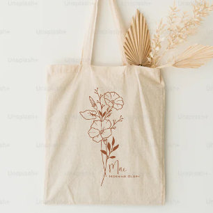 Personalised Birth Month Flower September Boho  Tote Bag