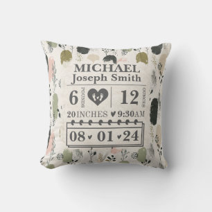 Personalised Birth Stats Boho  Cushion
