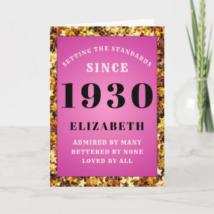 Personalised Birthday 1930 Pink Gold Glitter Girly Card
