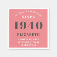 Personalised Birthday 1940 Pink Grey Add Name Chic